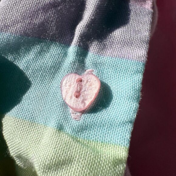 Hot Topic Pastel Stripe Split Boxy Crop Woven Button-Up Unicorn Cotton Candy L - Picture 5 of 5